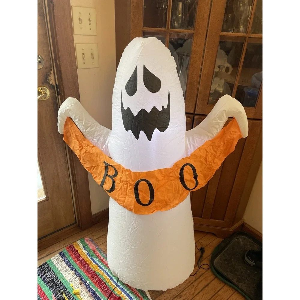 Halloween Inflatable Ghost Boo Blow Up 4 ft. Tall Huntington Home Weighted Lites